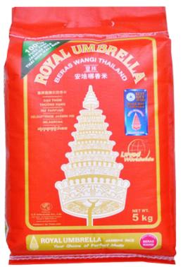 皇族安培哪顶级香米<br/>Royal Umbrella<br/>Premium Fragrant Rice<br/>Royal Umbrella Beras<br/>Wangi Premium Thailand<br/>5kg only